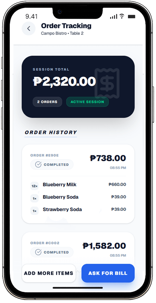 TableSense ordering